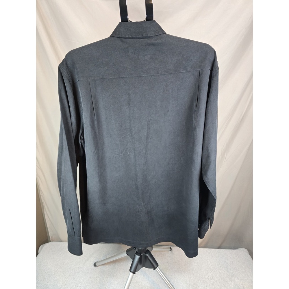 Nat Nast Shirt Mens L Black Print Silk Cotton Short Sleeve Button Up - Picture 3 of 4